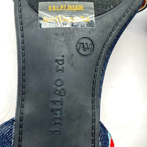 Indigo Rd Embroidered Floral Blue Denim Heels Irbadie Open Toe Size 7.5M Boho - Picture 10 of 17